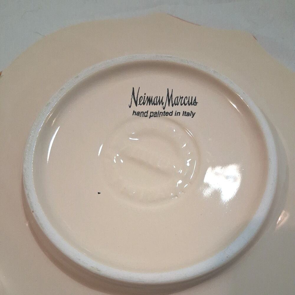 ITALIAN Neiman Marcus Horchow Stoneware Medici Saucers x4 Orange Yellow Blue - Picture 4 of 11